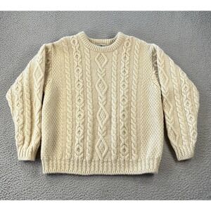 Vintage LL Bean Fisherman Sweater Womens Large‎ Cable Knit Wool Made In Ireland